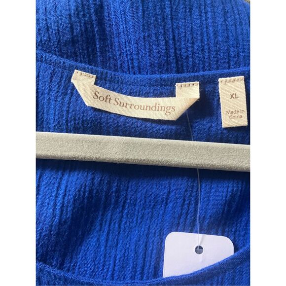 SOFT SURROUNDINGS Womens Layered Tunic Shift Dress Cobalt Blue Chiffon CL - Picture 6 of 7